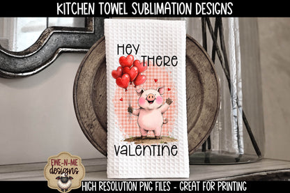 Valentine Pigs with Balloons - Kitchen Towel Sublimation Designs