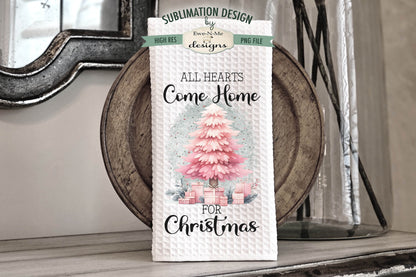 Pink Christmas Trees - Kitchen Towel Sublimation Designs