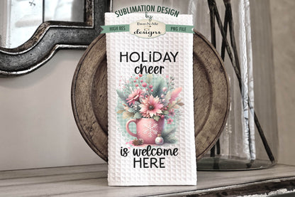 Poinsettia Cocoa Mugs - Kitchen Towel Sublimation Designs