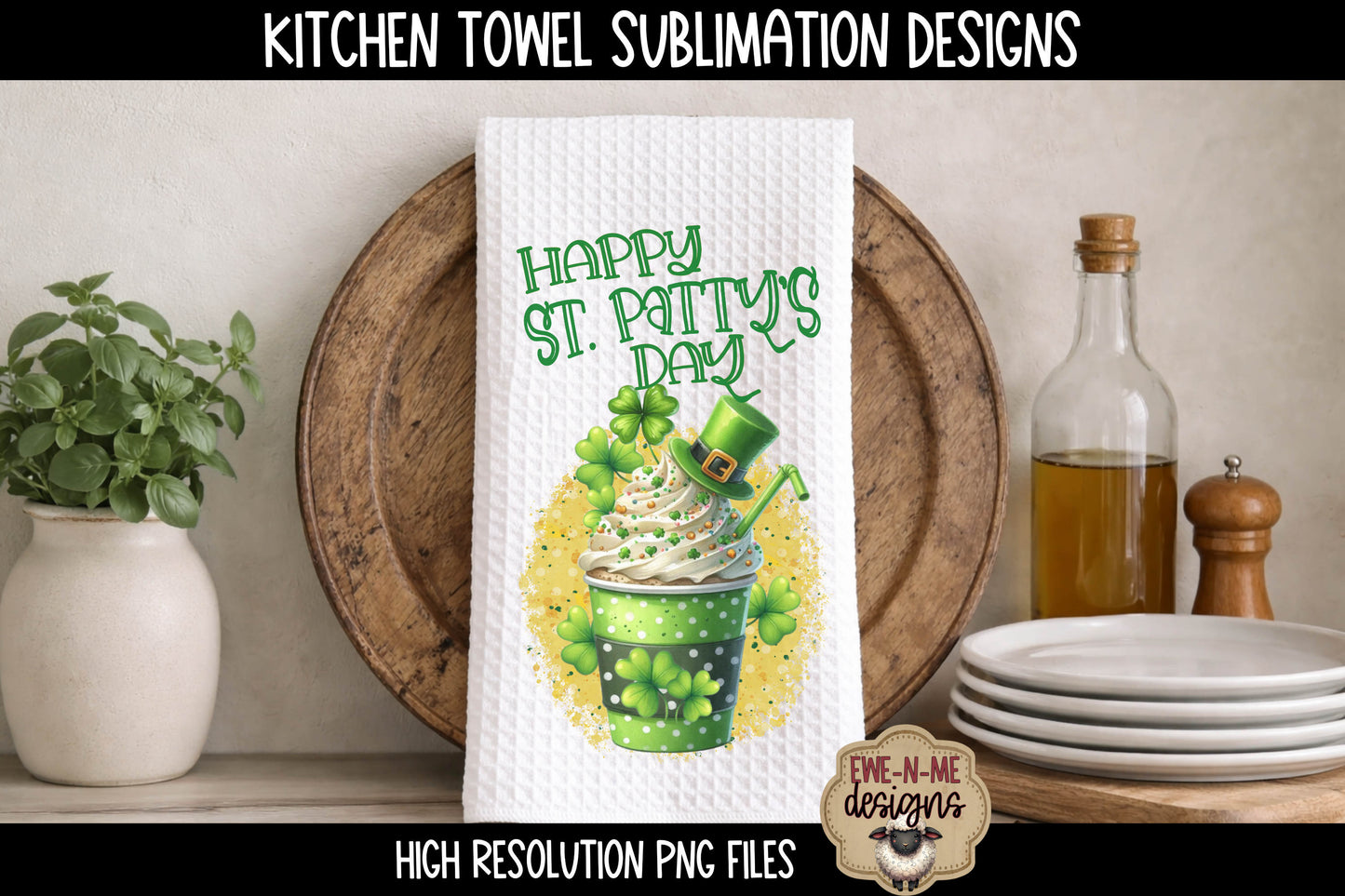 St Patricks Coffee - Kitchen Towel Sublimation Designs