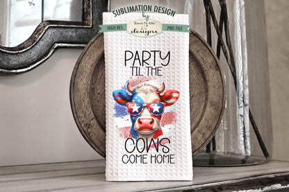 Patriotic Cows in Sunglasses - Kitchen Towel Sublimation Designs