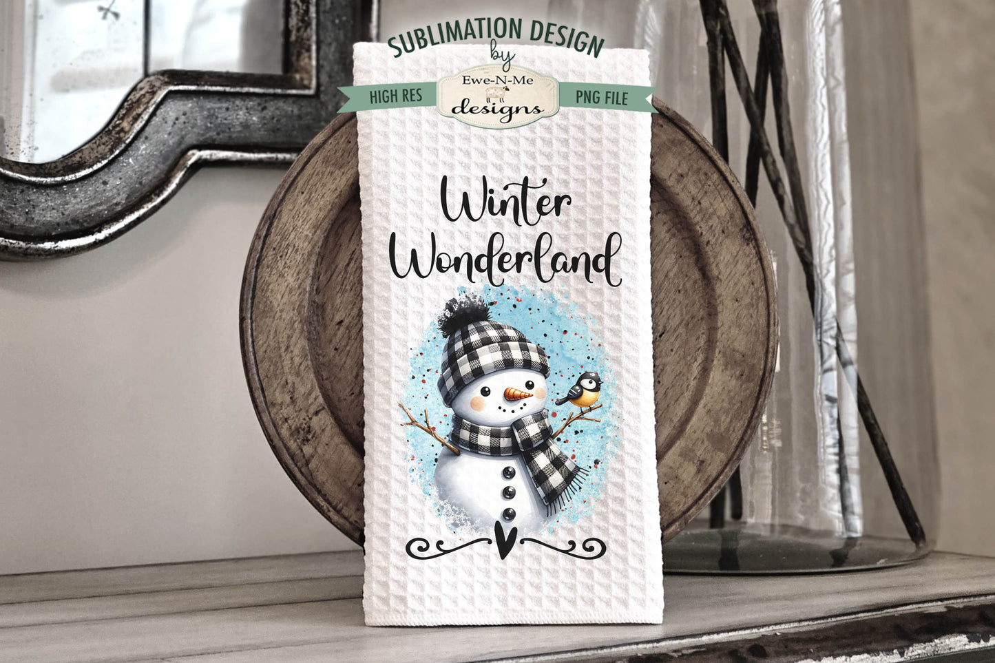 Buffalo Plaid Snowmen - Kitchen Towel Sublimation Designs