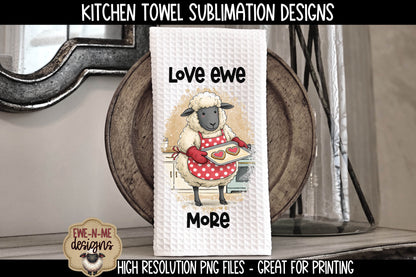 Valentine Sheep Baking Cookies - Kitchen Towel Sublimation Designs