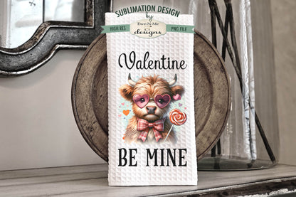 Valentine Highland Cows Be Mine - Kitchen Towel Sublimation Designs