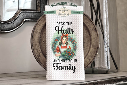 Funny Retro Christmas Housewife - Kitchen Towel Sublimation Designs