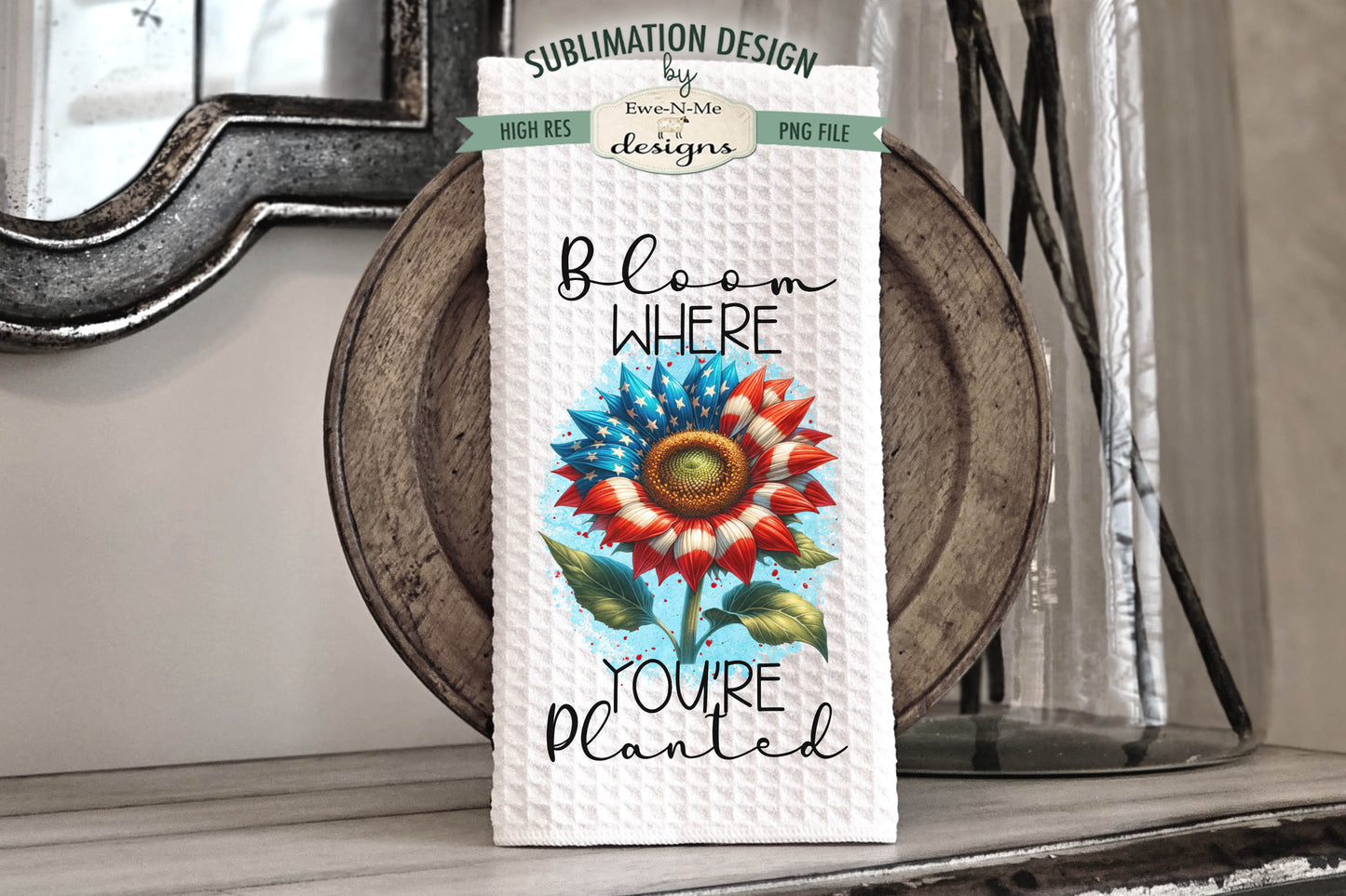 Patriotic Sunflowers - Kitchen Towel Sublimation Designs