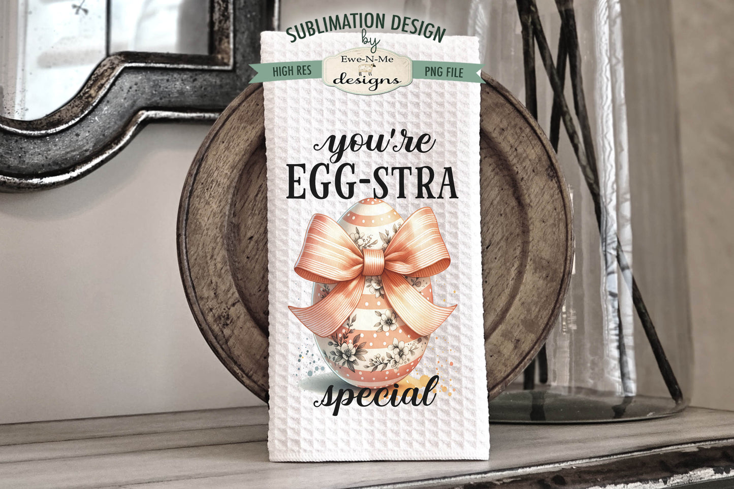 Easter Eggs with Coquette Bows - Kitchen Towel Sublimation Designs