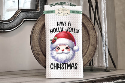Santa Face with Fluffy Beard - Kitchen Towel Sublimation Designs