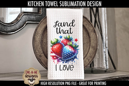 Patriotic Strawberries - Kitchen Towel Sublimation Designs