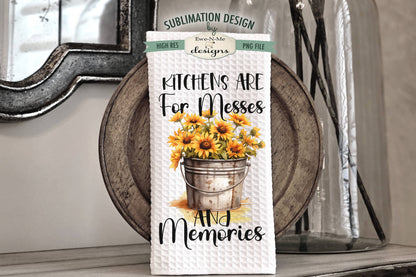 Rustic Flowers In Buckets - Bundle of 5 - Kitchen Towel Sublimation Designs