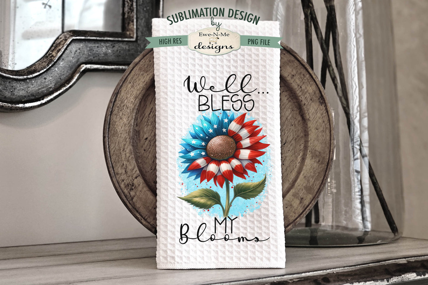 Patriotic Sunflowers - Kitchen Towel Sublimation Designs