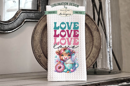 Valentine Highland Hello Love - Kitchen Towel Sublimation Designs