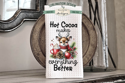 Snowman and Reindeer Cocoa Mugs - Kitchen Towel Sublimation Designs