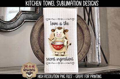 Valentine Cows Baking Cookies - Kitchen Towel Sublimation Designs