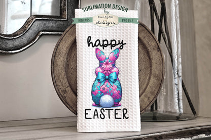 Floral Easter Bunnies with Fluffy Tail - Kitchen Towel Sublimation Designs