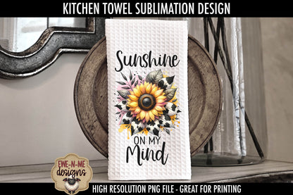 Cow Print Sunflowers -  Kitchen Towel Sublimation Designs