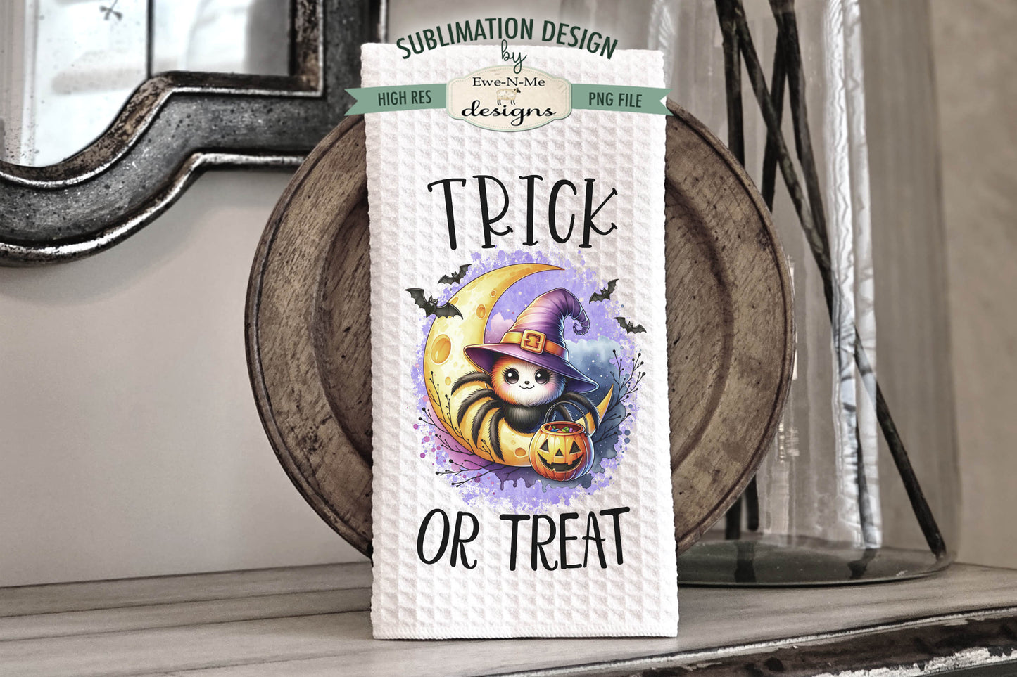 Cute Halloween Spiders - Kitchen Towel Sublimation Designs