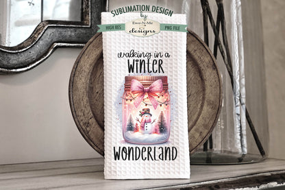 Pink Snowman Jars - Kitchen Towel Sublimation Designs