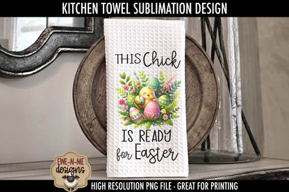 Easter Chick With Decorated Eggs - Kitchen Towel Sublimation Designs