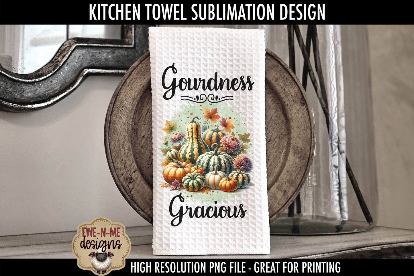 Watercolor Pumpkins & Gourds - Kitchen Towel Sublimation Designs