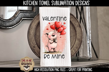 Valentine Pigs with Balloons - Kitchen Towel Sublimation Designs
