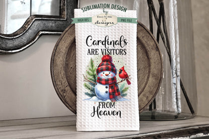 Snowman & Cardinals Red Buffalo Plaid - Kitchen Towel Sublimation Designs