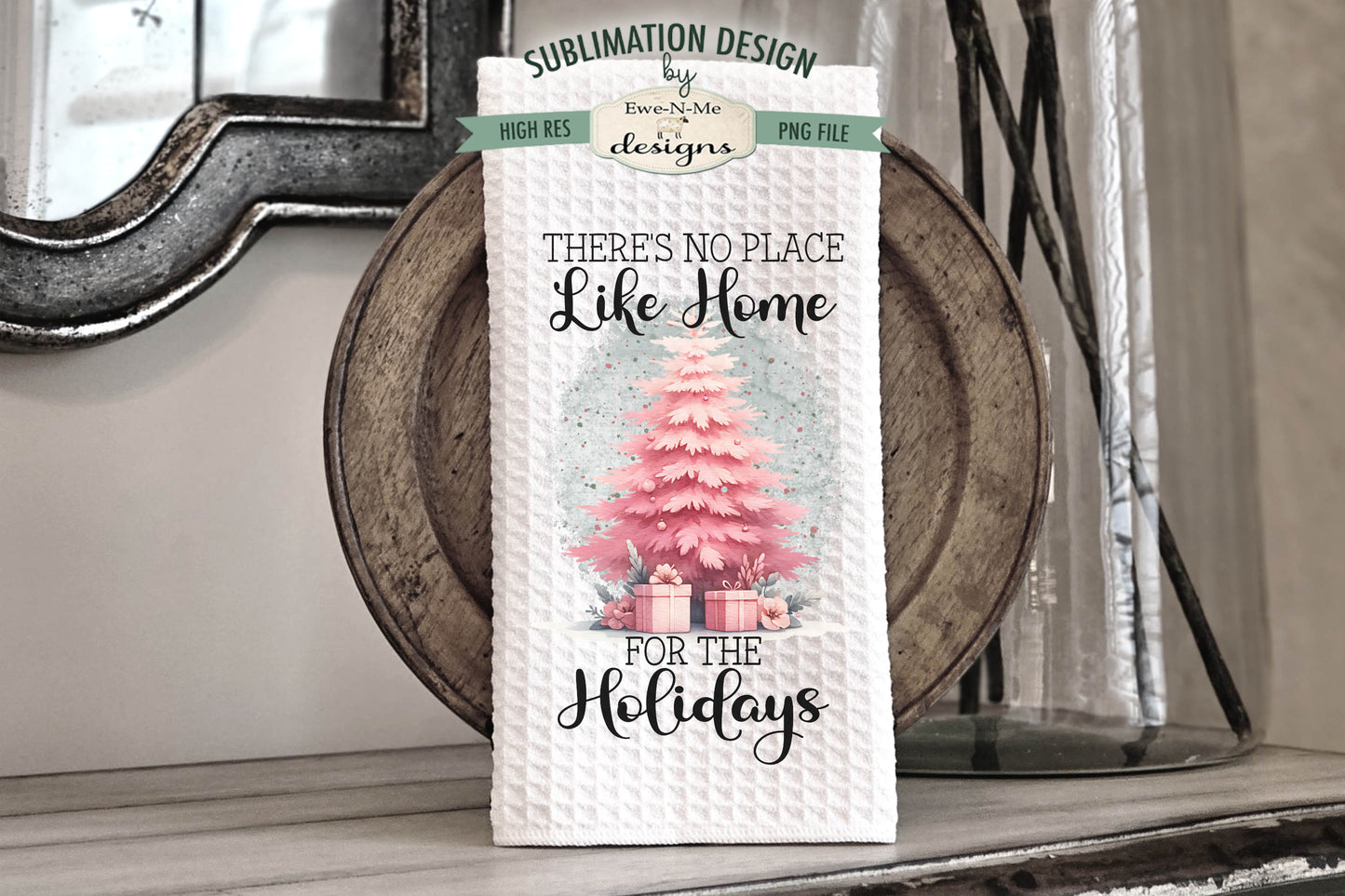 Pink Christmas Trees - Kitchen Towel Sublimation Designs