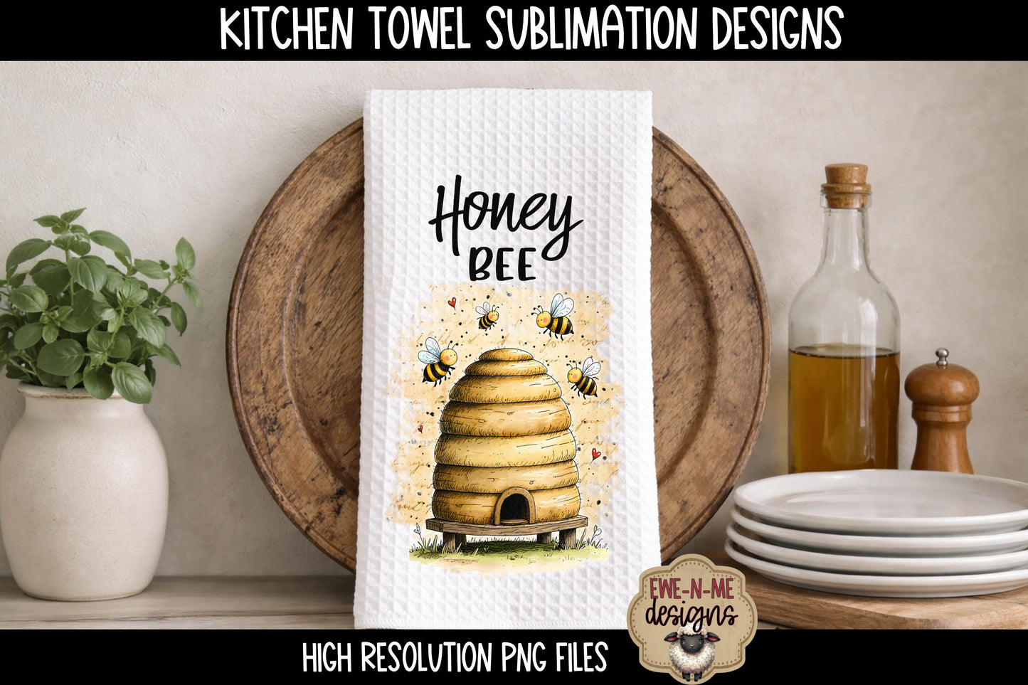 Bees and Bee Hives - Kitchen Towel Sublimation Designs