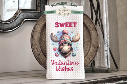 Valentine Wishes Moose - Kitchen Towel Sublimation Designs