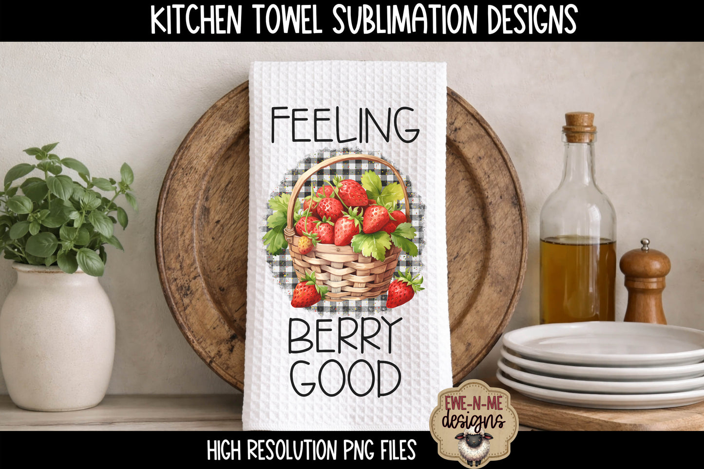 Strawberry Baskets - Kitchen Towel Sublimation Designs