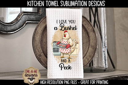 Valentine Chickens Baking Cookies - Kitchen Towel Sublimation Designs