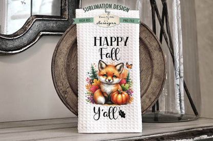 Fall Fox with Pumpkins - Kitchen Towel Sublimation Designs