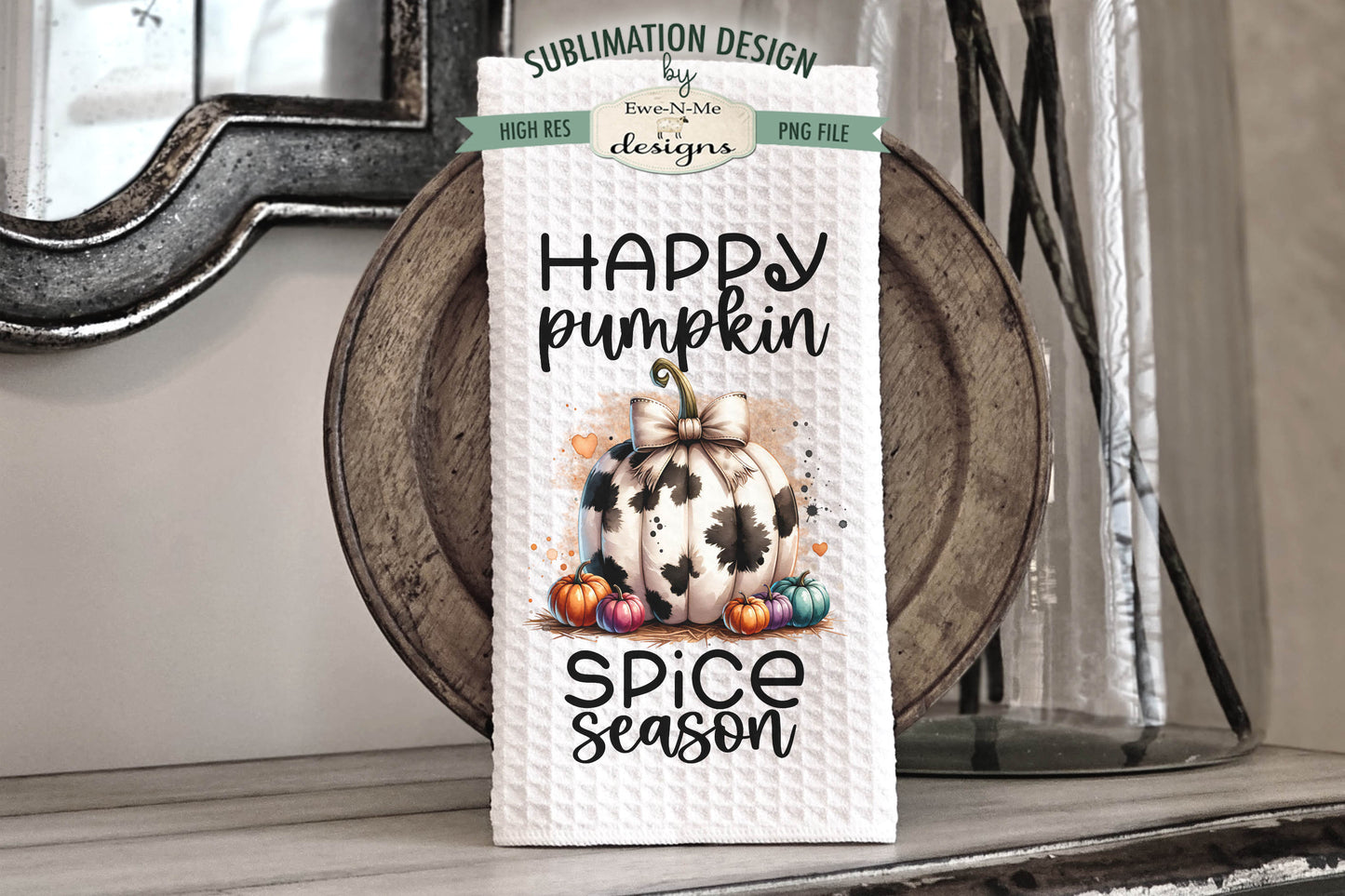 Cow Print Pumpkins - Kitchen Towel Sublimation Designs