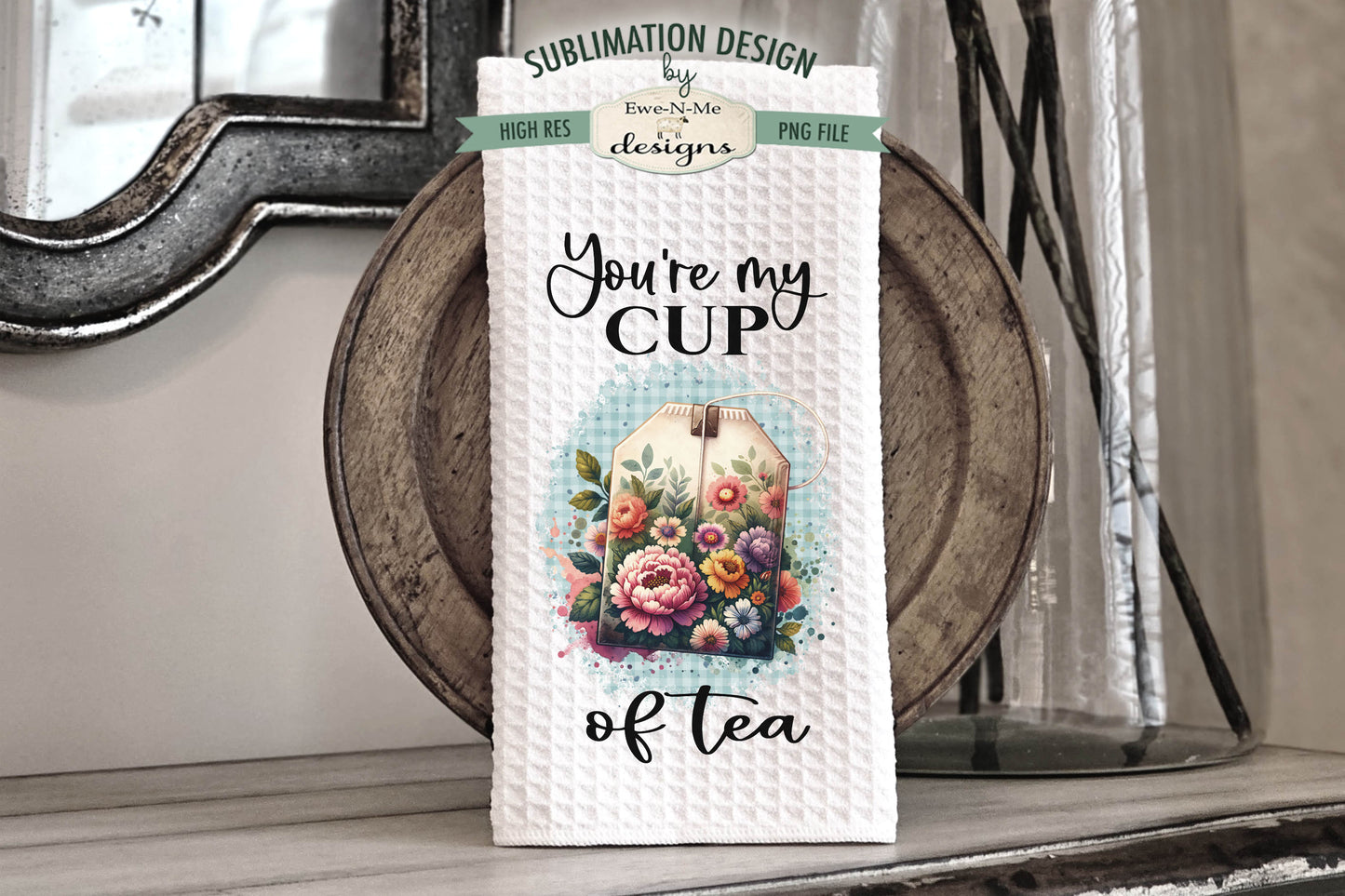 Floral Tea Bags - Kitchen Towel Sublimation Designs