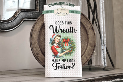 Funny Retro Christmas Housewife - Kitchen Towel Sublimation Designs