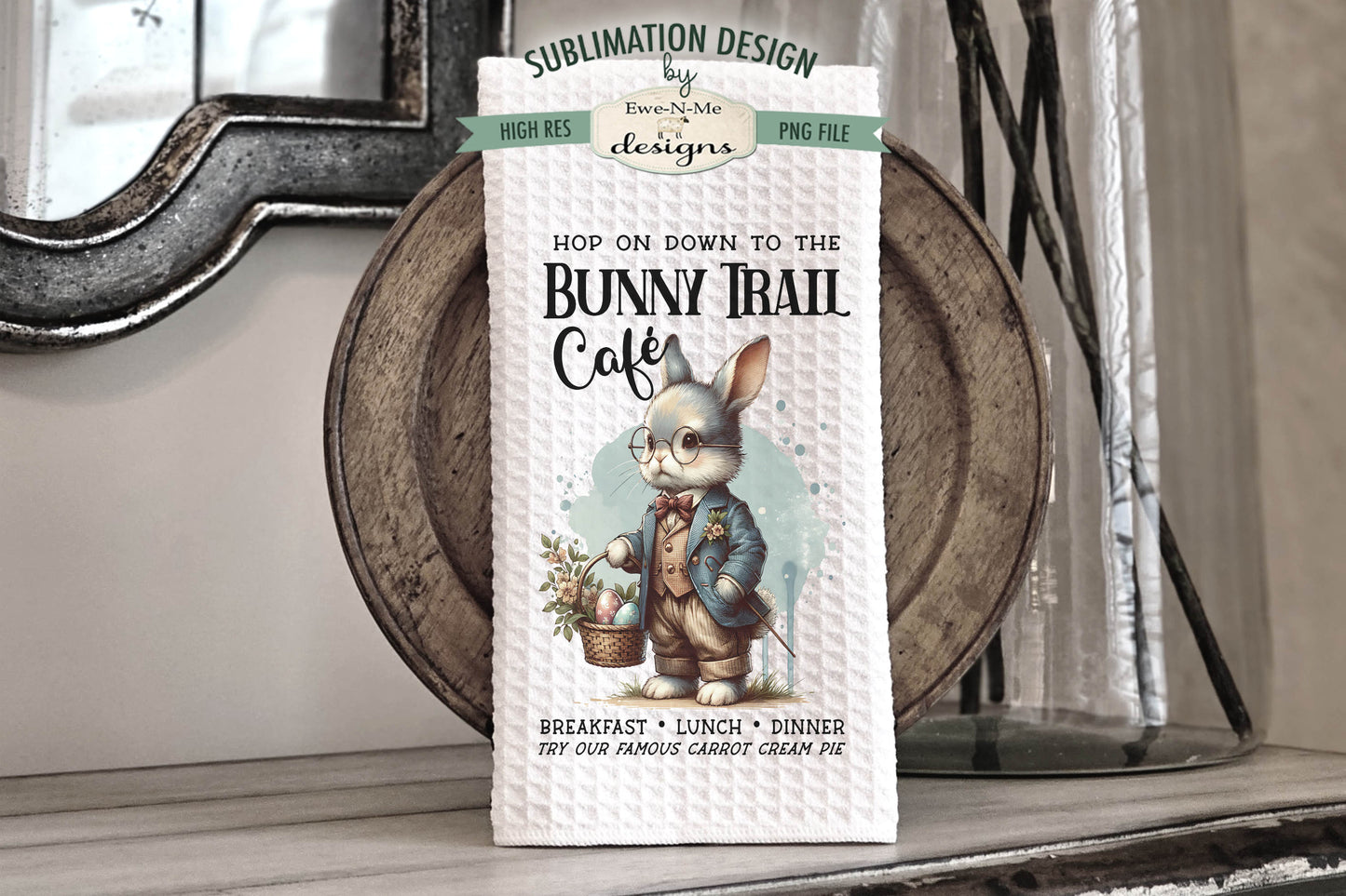 Vintage Easter Bunnies - Kitchen Towel Sublimation Designs
