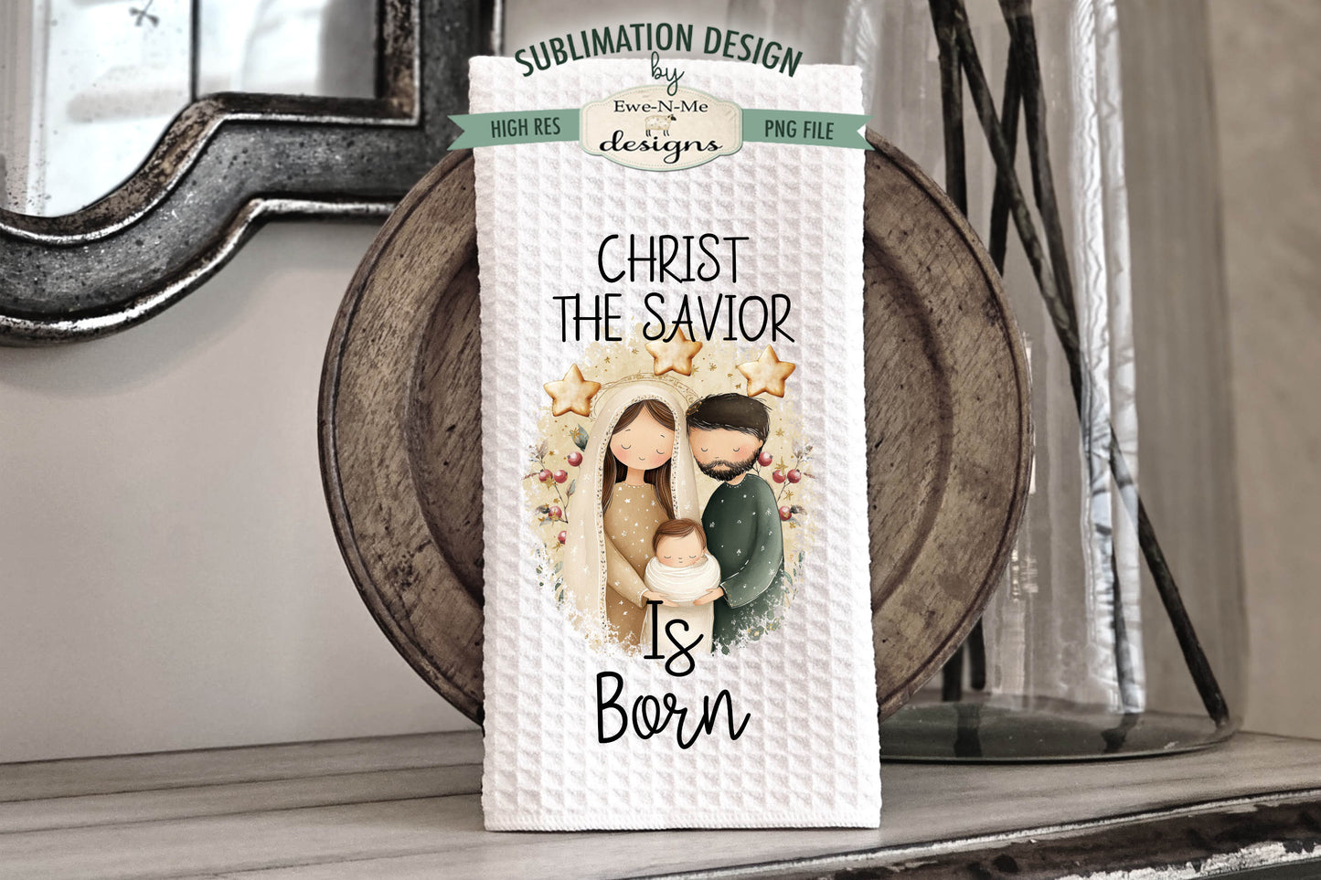 Nativity Silent Night Themed - Bundle of 5 - Kitchen Towel Sublimation Designs