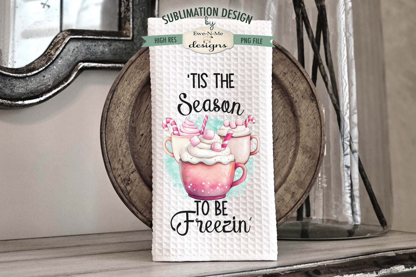 Pink Christmas Cookies - Kitchen Towel Sublimation Designs