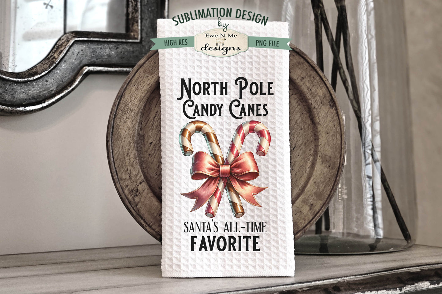 North Pole Candy Canes - Kitchen Towel Sublimation Designs