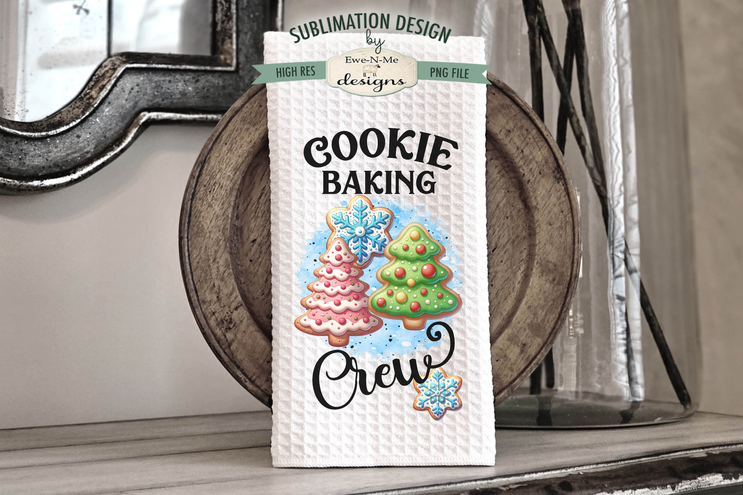 Christmas Cookie Baking Blue - Kitchen Towel Sublimation Designs