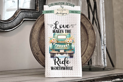 Teal Wedding Trucks - Kitchen Towel Sublimation Designs