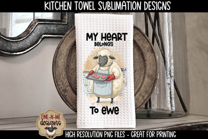 Valentine Sheep Baking Cookies - Kitchen Towel Sublimation Designs
