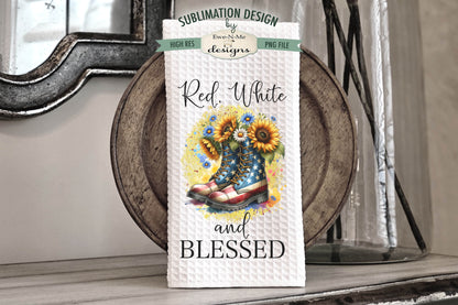 Patriotic Boots and Flowers - Kitchen Towel Sublimation Designs