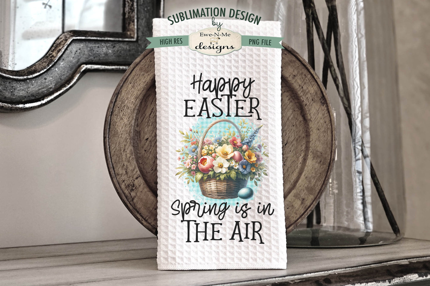 Floral Easter Baskets - Kitchen Towel Sublimation Designs