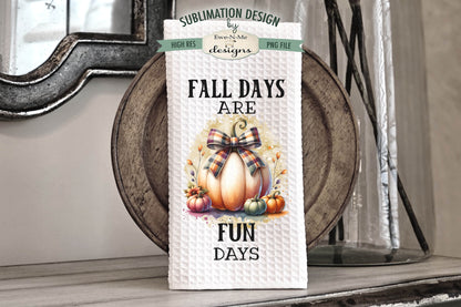 Pumpkins With Plaid Bows - Kitchen Towel Sublimation Designs