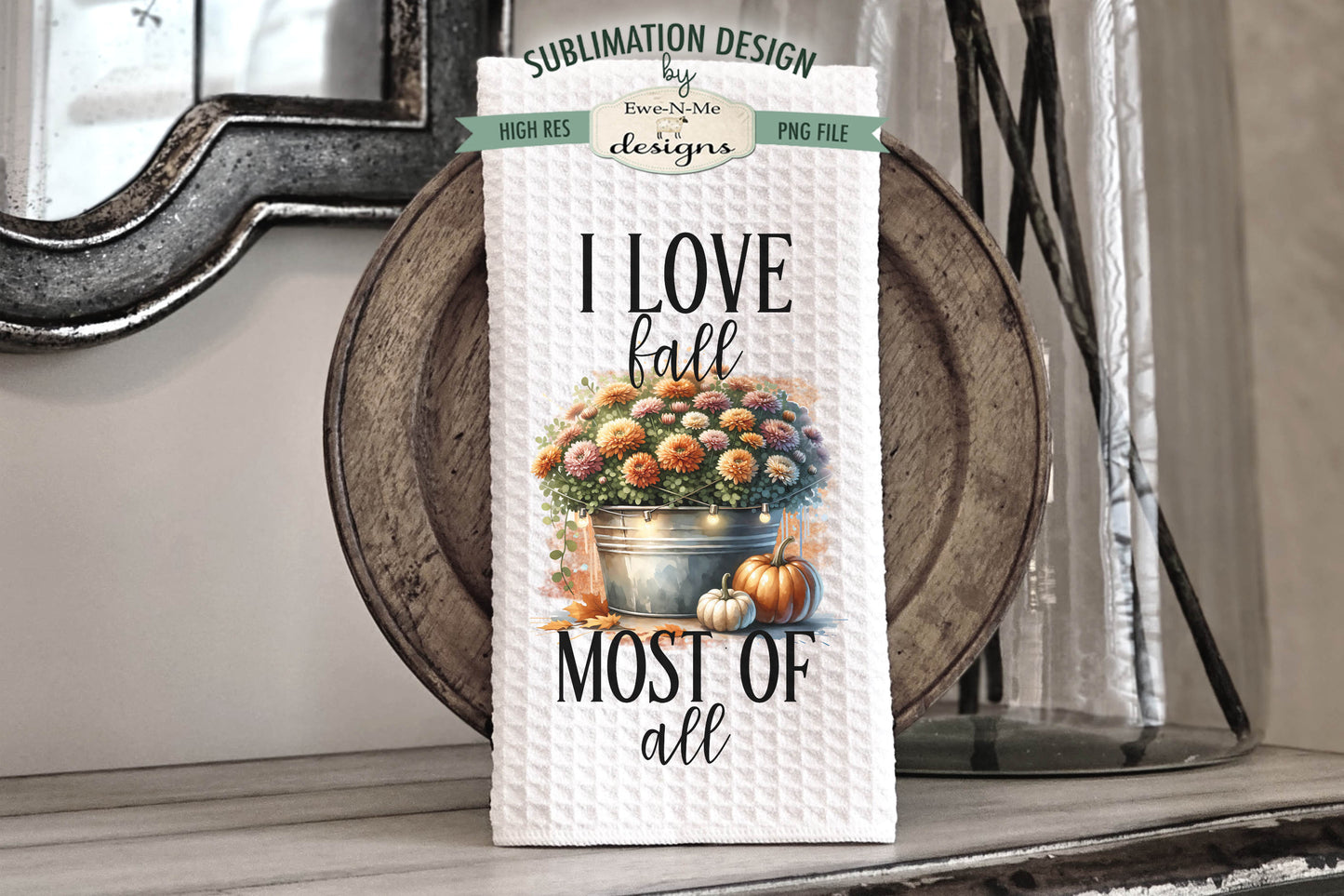 Fall Mums - Kitchen Towel Sublimation Designs