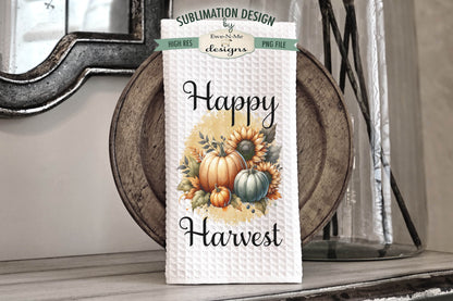 Harvest Pumpkins and Sunflowers - Kitchen Towel Sublimation Designs