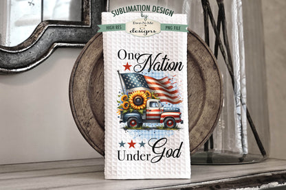 Patriotic Trucks With Sunflowers - Kitchen Towel Sublimation Designs
