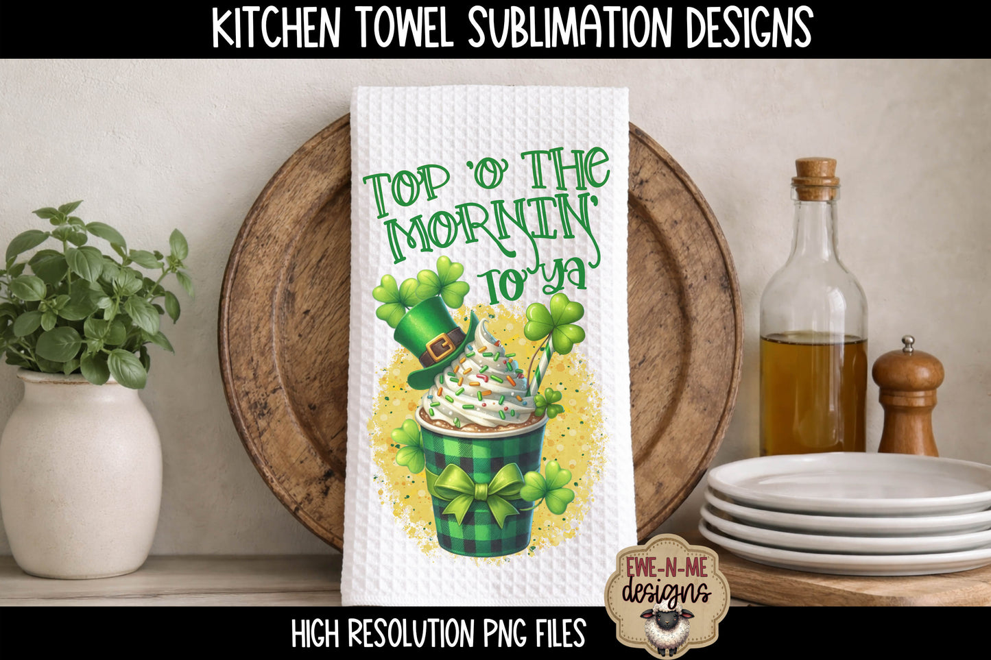 St Patricks Coffee - Kitchen Towel Sublimation Designs
