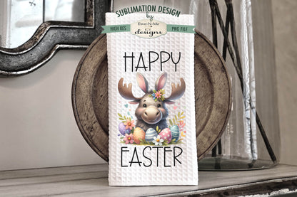 Easter Moose with Bunny Ears - Kitchen Towel Sublimation Designs